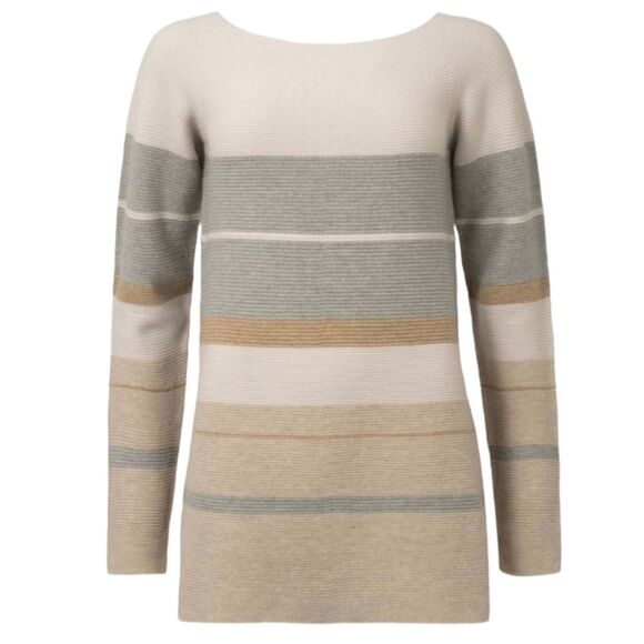 Celtic & Co. Yoke Detail Wool Striped Neutral Tunic NWT - Picture 10 of 12